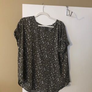 Maurices Olive Blouse with White Dots